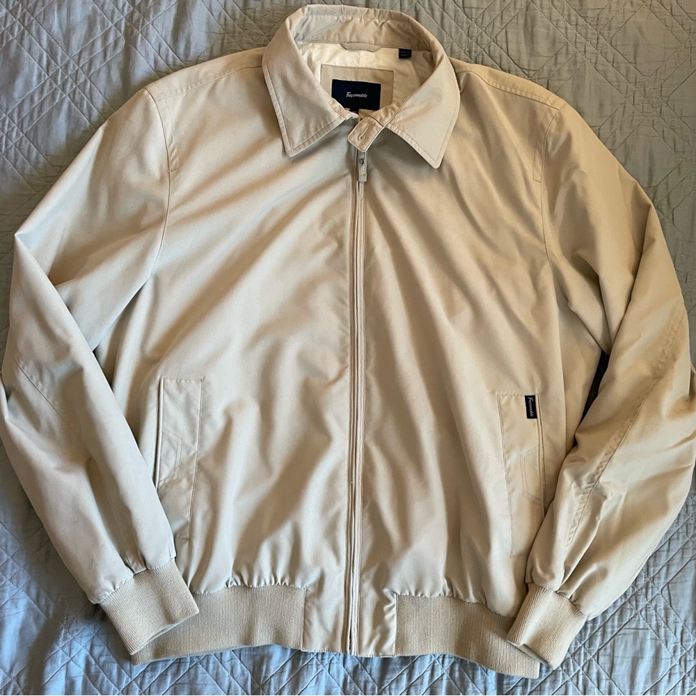 Faconnable Full Zip Bi-Swing Bomber Jacket in Beige Size XL